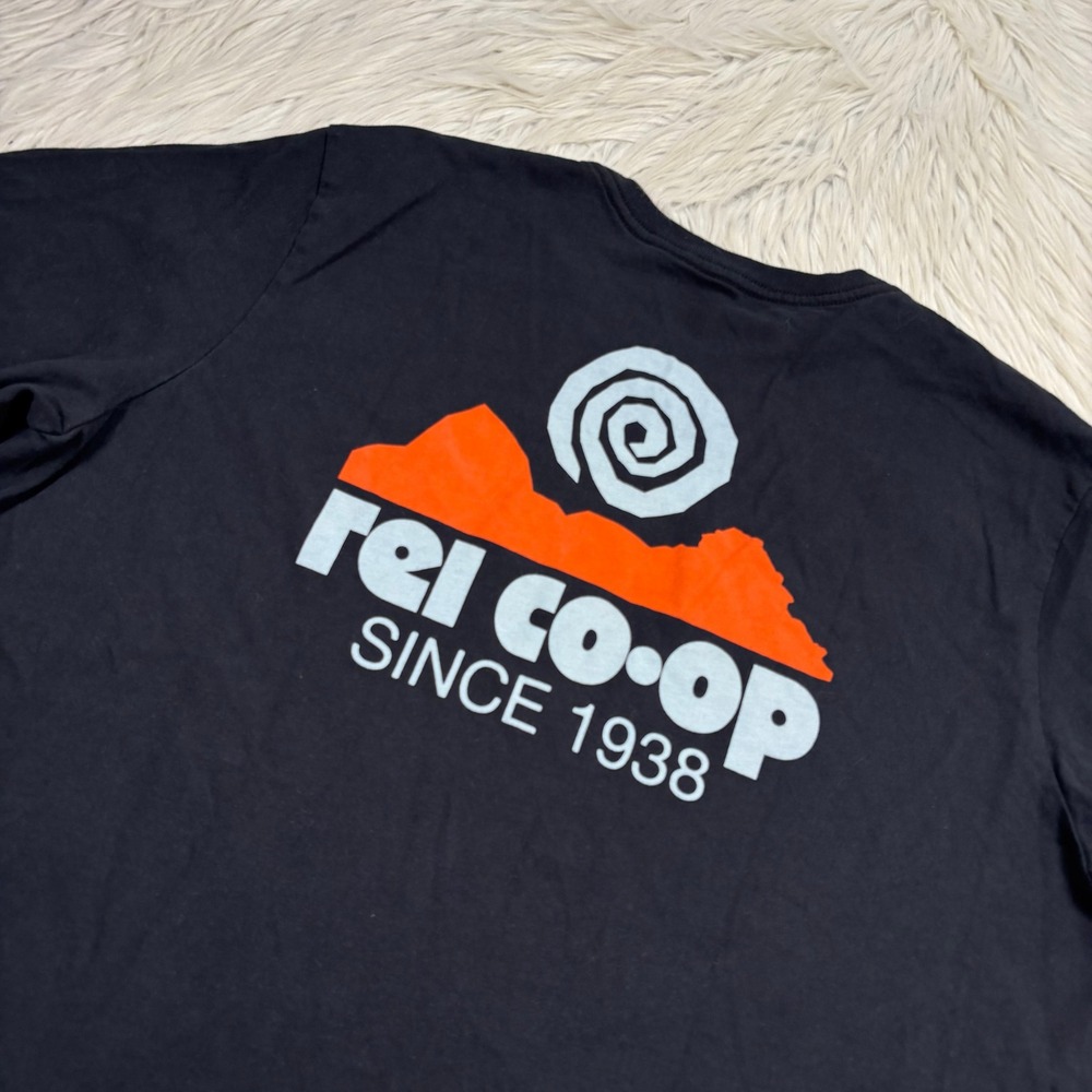 REI Co-Op Women's L Black Since 1938 SS Graphic Tee Hiking Camping Gorpcore